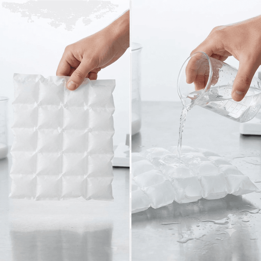 Cooling technology in supply chains: gel ice packs lining an insulated shipper