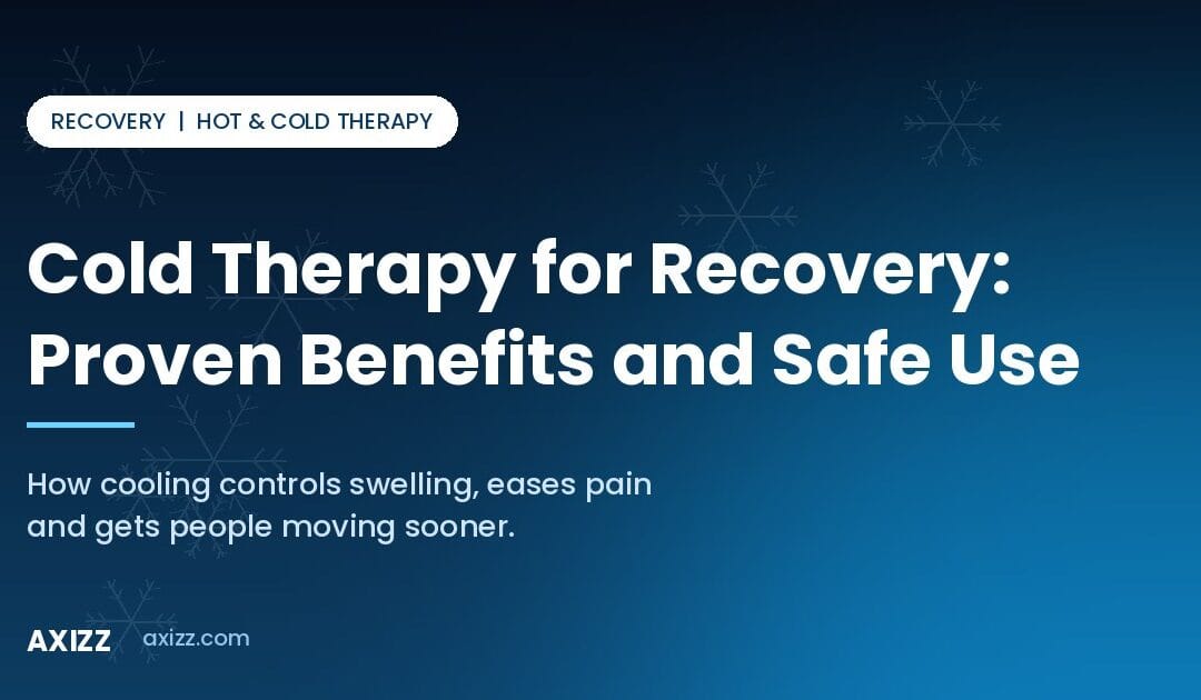 Cold therapy for recovery guide cover image from Axizz showing gel pack use for swelling and pain