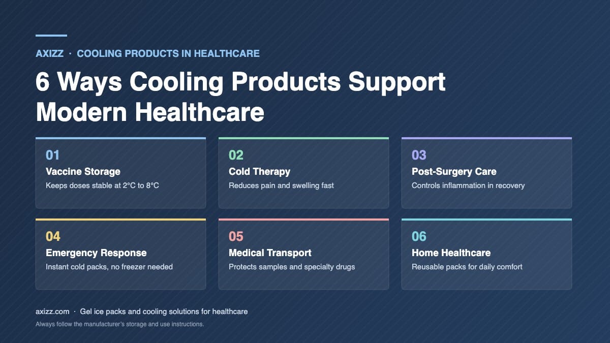 Medical temperature control products used for vaccine storage, cold therapy, post surgery care, emergency response and home healthcare